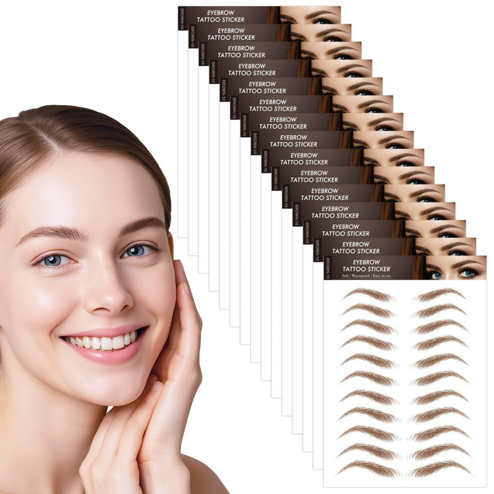 Meunhy 6D Hair-Like Eyebrow Tattoo Stickers 15 Sheets Waterproof Natural Fake Eyebrows Stick On Eyebrows With Instruction Manual For Women And Girls Eye