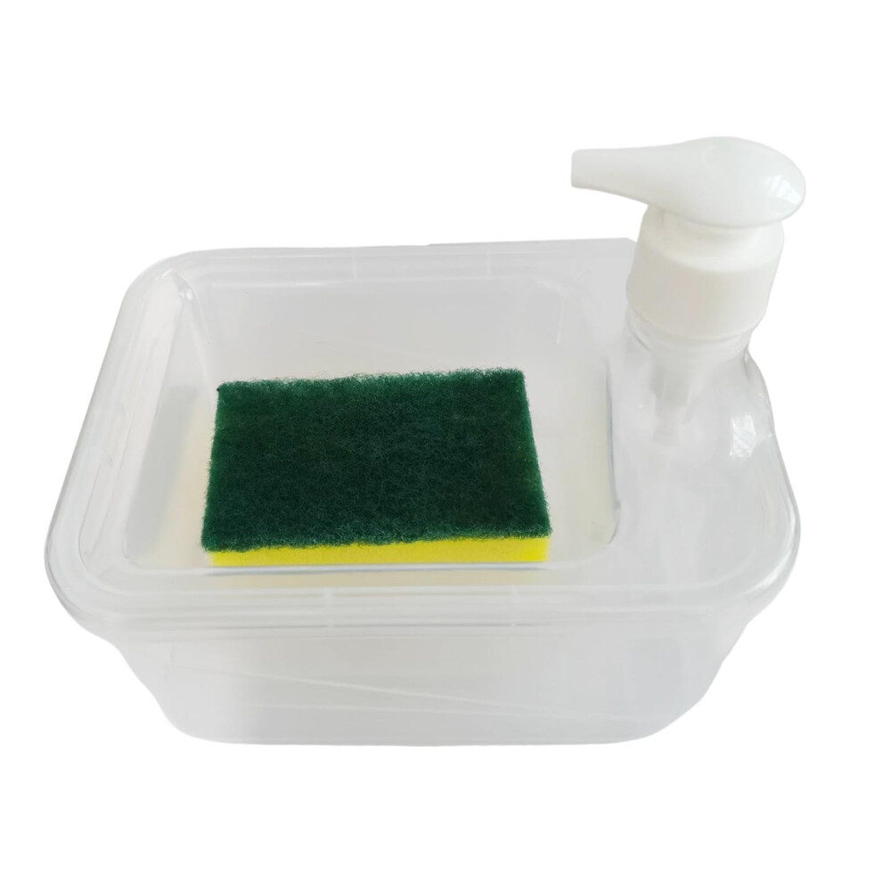 Kitchen Soap Dispenser With Sponge Holder, 2 In 1 Design, Large 1000Ml Capacity For Sink 9365369406728