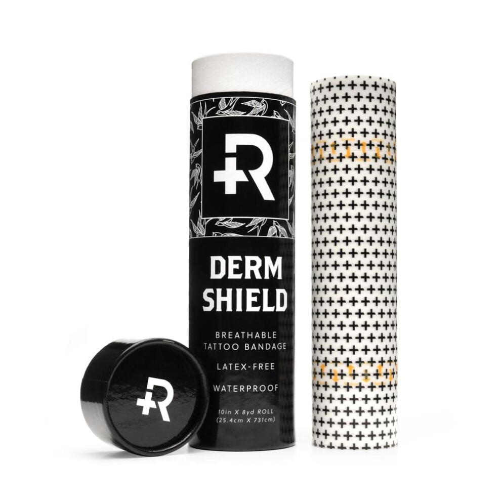 Recovery Aftercare Recovery Derm Shield Tattoo Aftercare Bandage Roll - Transparent, Waterproof Adhesive Bandages - 10 Inches X 8 Yards