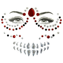 Day of the Dead Face Jewels, Day of the Dead Makeup Face Stickers Gems Crystals, Halloween Costume Festival Make up Kit Tattoo for Women Men (1Piece,