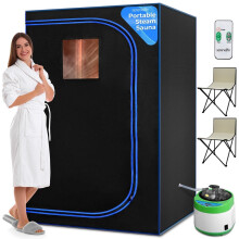 SereneLife Compact Portable Steam Sauna-Detoxify & Soothing Infrared Heated Body Therapy, Energy & Power-Efficient Design, Includes Folding Chair &