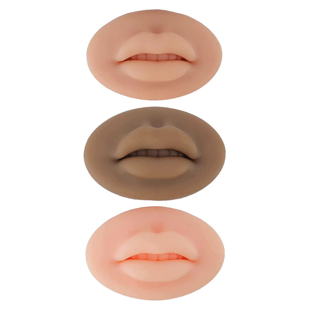 Danlikt 3Pcs Fake Lips,3D Silicone Lips For Makeup Practice,Soft Silicone Fake Lips Tattoo Practice Skins Training For Permanent Makeup Tattoo Practice