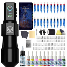 POSEIDON Tattoo Gun Kit - Pen with 20Pcs Needles Cartridge and Wireless Power, Pen Kit with Digital LED Display, Tattoo Machine Tattoo Supplies for
