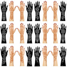 Henna Tattoo Stencil Kit,12 Sheets Stickers for Henna Tattoo Hand Forearm Glitter Airbrush DIY Tattooing Template, Large Indian Temporary Tattoo