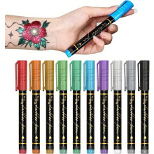 ToVii 10 colours Temporary Tattoo Markers for Skin,Tattoo Pen Kit, Body Markers for Kids and Adults Art Marker Pens for Kids and Adults Party Festival