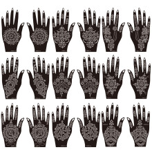 Henna Tattoo Stencil Kit,18 Sheets Henna Stencils Reusable Henna Tattoo Sticker Indian Arabian Glitter Airbrush Tattoo Stencils Self Adhesive Tattoo