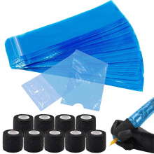 JOYOLA Pen Covers and Grip Tape Wrap Covers, 200 Disposable Tattoo Pen Covers and 9 Tattoo Grip Tape Accessories(6.5 x 18 cm)