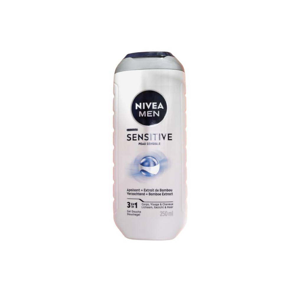 Nivea Men , Sensitive, Shower Gel, 3 In 1, 250 Ml