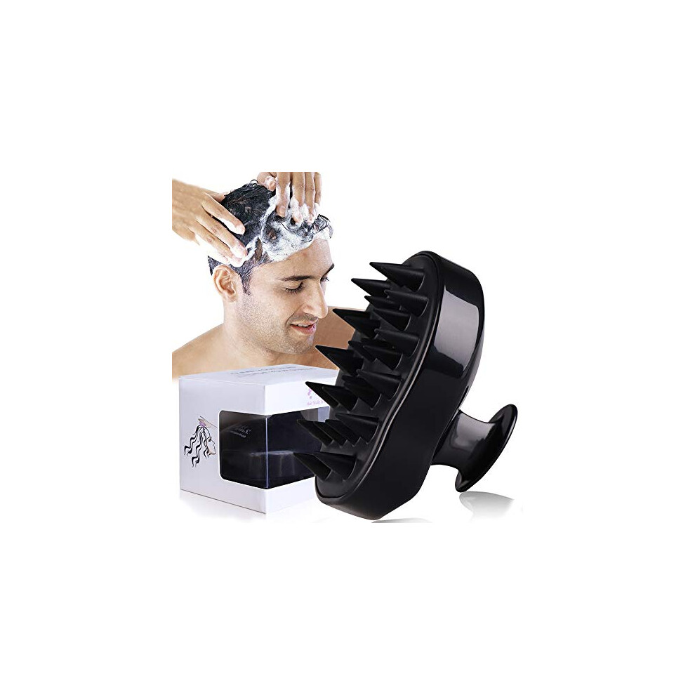 Unisex Black Scalp Massager Shampoo Brush For Hair Growth And Dandruff Removal, Silicone Scrubber With Soft Bristles And NonâSlip Grip,