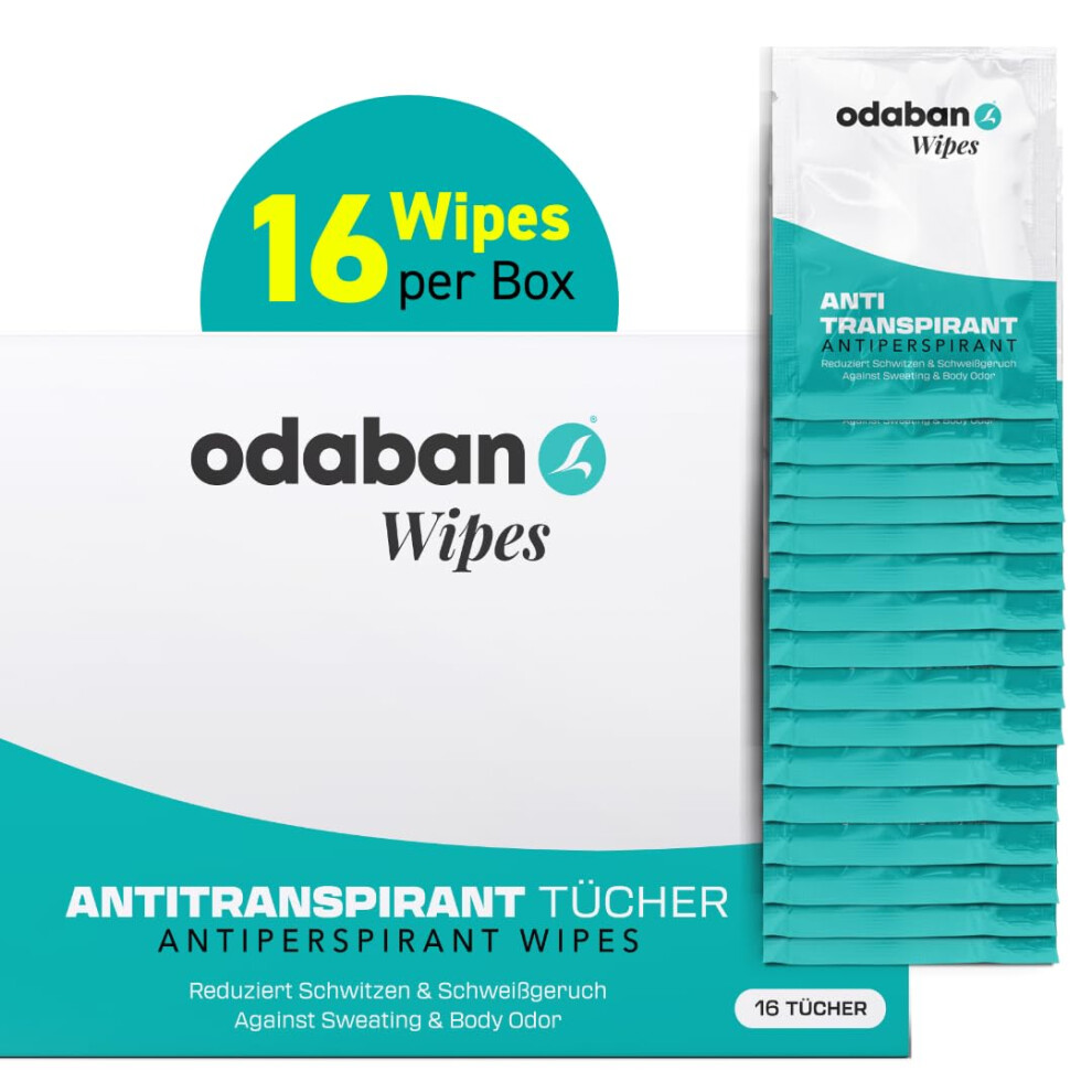 Odaban Antiperpspirant Odaban Antiperspirant Wipes, Pack Of 16, Deodorant Wipes Against Sweating And Sweat Odour, Instant Effect