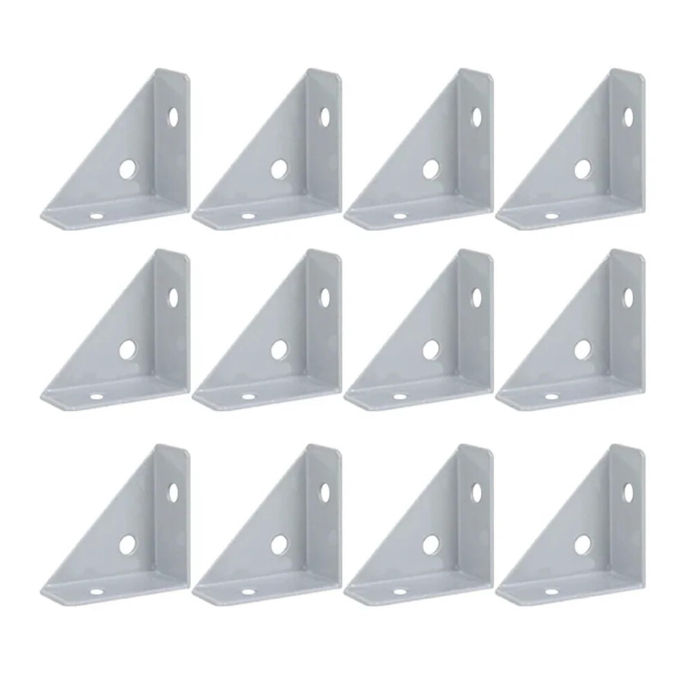 12Pcs Heavy Duty Right Angle Brackets With Triangle Design For Cabinet And Bed Corner Reinforcement (Gray) 9164114222008