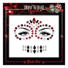 Day of the Dead Face Jewels Stickers - Halloween temporary tattoo face gems - Sugar Skull Face Jewels Body Gems great with fake blood liquid latex
