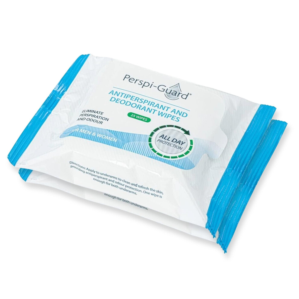 Perspi-Shield Perspi-Guard Antiperspirant & Deodorant Body Wipes For Adults, Travel Wipes For Women & Men - Camping, No Shower, Travel Essentials, 2-Pack