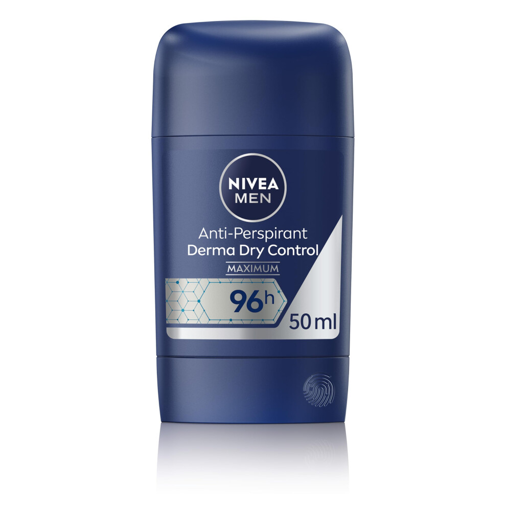 Nivea Men Men's Nivea Derma Dry Control Stick (50Ml), Anti-Perspirant Deodorant For With 96H Protection From Sweating And Odour, Gentle And Nourishing Formula
