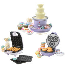 Giles & Posner COMBO-8145 Pastel Treat Set - Snack Maker Set With 3-in-1 Mini Treat Maker, Electric 3-Tier Chocolate Fountain & Doughnut Maker,