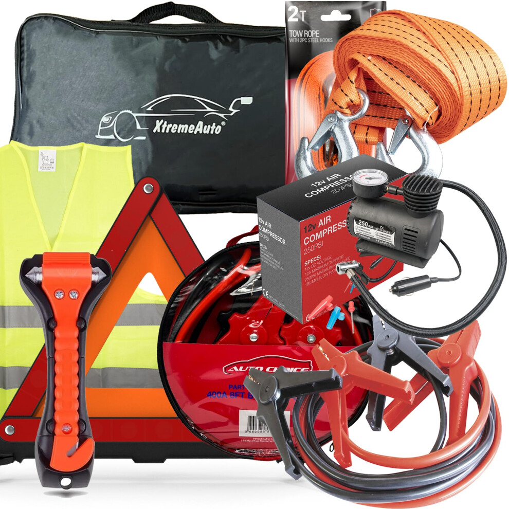 Xtremeauto Breakdown Kit For Car - Car Breakdown Kit Emergency Essentials, Warning Triangle, Recovery Tow Rope, Driving Safety Kits, Car Emergency Kit 5054225750290