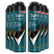 Sure Antiperspirant 72H Nonstop Sweat and Odour Protection Alcohol-Free Body Spray Anti-White Marks with Fresh and Sporty Scent Multi Fragrance