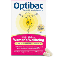 Optibac Probiotics Women's Wellbeing - Probiotics for Women - Digestive Supplement + Vitamins for Immune Support, Energy, Hormones & Skin - Most