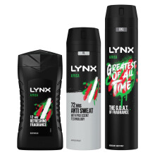 Lynx Africa 3 Pack Bundle of 200ml Anti-Perspirant Aerosol, 250ml XXL Body Spray & 50ml Shower Gel Classic Masculine Scent for 48 hours of Long