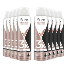 Sure Maximum Protection Anti Perspirant Deodorant Spray Inivisible, Pack of 10, Deodorant for Women 96-Hour Odour and Sweat Protection with Anti-White