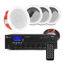 Power Dynamics CSF5 Commercial Ceiling Speaker System Package, 4x 5 100V Speakers with Mixer Amplifier, Bluetooth Audio Streaming, Background Music