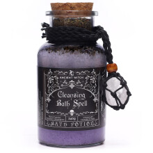 Ancient Wisdom Bath Spell Potion, Cleansing Ritual, Lavender & Herbs, Himalayan Salt with Essential Oils, Crystal Amulet