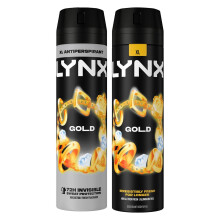 Lynx Gold Body Spray & Antiperspirant for Men 2 Pack Bundle of 200ml.Oud Wood & Dark Vanilla Scent with 48H Sweat & Odour Protection for Long-Lasting