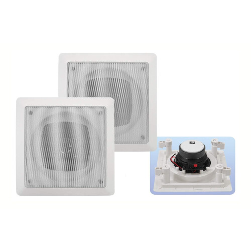 e-audio White Square Ceiling Speakers With Tweeter 120W