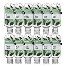 Palm Safe Aloe Vera 12 Pack 60ml Anti Bacterial Premium Hand Sanitiser Travel Size Refillable Clip Bottle Quick Drying Non Sticky Extra Moisturising