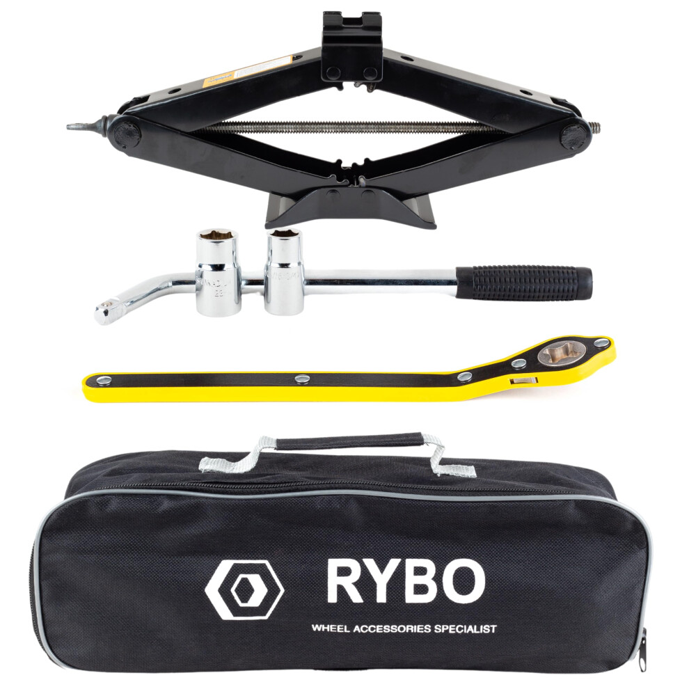 Rybo Car Jack Kit. Includes Wheel Brace & Scissor Jack. Portable Ideal For Roadside Emergencies, Keep In Car (1.5 Ton) 5060960320896