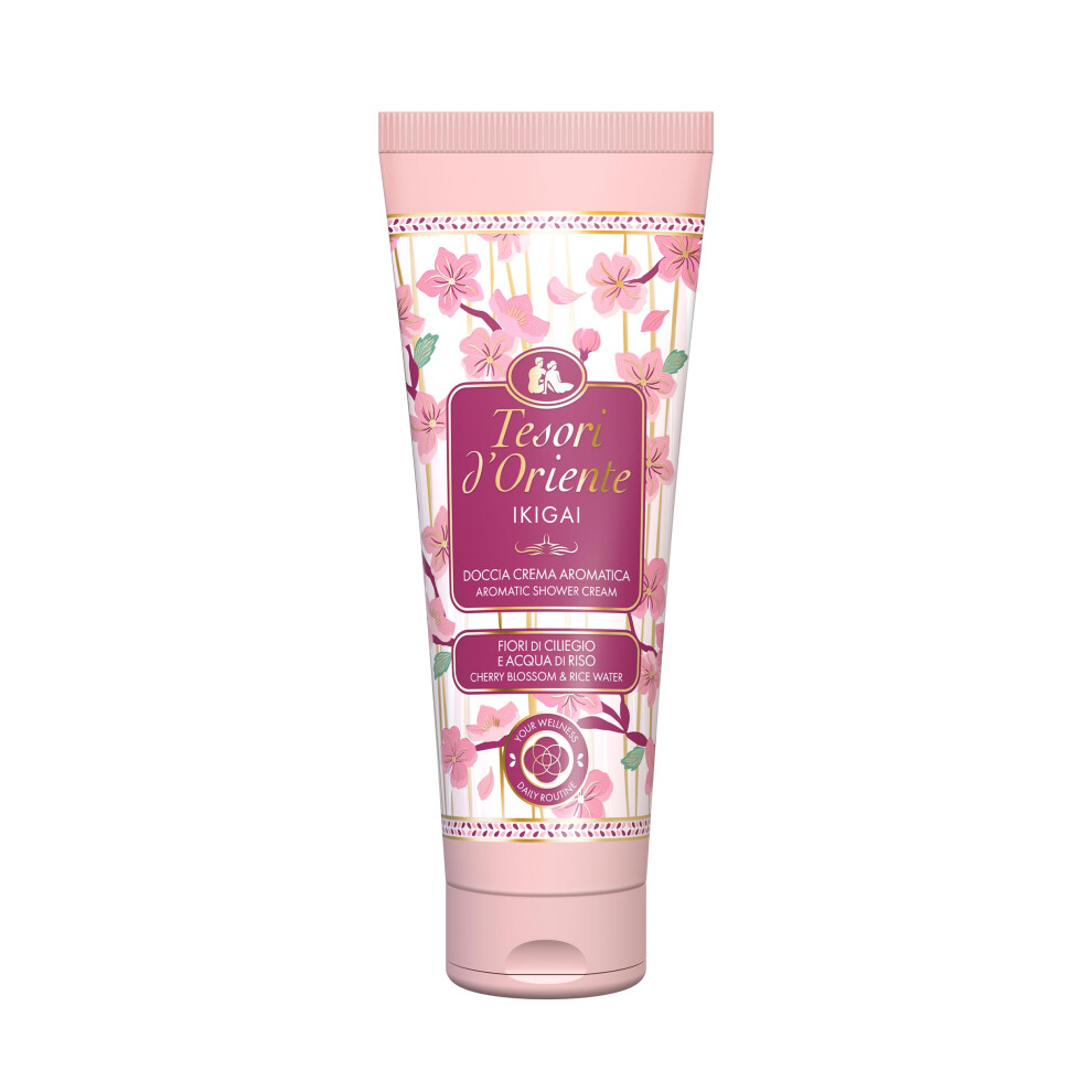 Tesori D'oriente Cream - Ikigai Shower With Floral Notes, With Cherry Blossom And Rice Water, Gives The Skin A Pure Wellbeing, 250 Ml