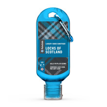 Palm Safe Lochs of Scotland 60ml Anti Bacterial Premium Hand Sanitiser Travel Size Refillable Clip Bottle Quick Drying Non Sticky Extra Moisturising