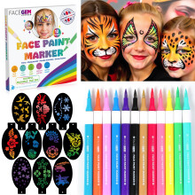 12 Colour Face Paint ? Water-Based ? Mess-Free Face Painting Kit with Stencils ? Fast-Drying, Washable, Easy to Clean, Non-Toxic Face Paint for
