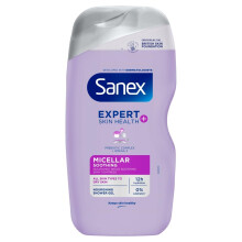 Sanex Expert Skin Health+ Micellar Soothing Shower Gel 450 ml, for dry skin, body wash for men & women, nourishes skin, soothes skin tightness, 12