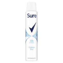 Sure Cotton Dry Women's Deodorant Spray with a clean fragrance inspired by fresh cotton sheets Anti-Perspirant Aerosol and 48 hour protection against