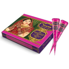 12 x Neeta *Special Pink Wrapping* Mehendi Cones Dark Brown Mehndi | All Natural Body Art Organic Hebral Temporary Tattoo | Ready to Use Tattoo