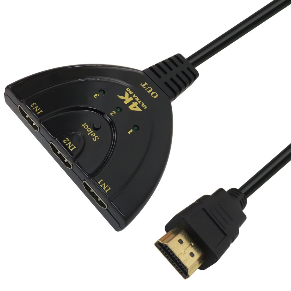 Hdmi Switch 3 In 1 Out 4K Uhd, 3Port Hdmi Splitter For Multiple Devices With Goldplated Connection 9164114222282
