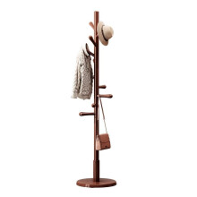 Coat Rack Freestanding Solid Wood Clothes Rack with Storage Shelf for Bedroom and Hallway