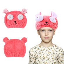 Kids Hair Drying Towel Pink Microfiber Wrap for Children Bath and Swim Super Absorbent Quick Drying