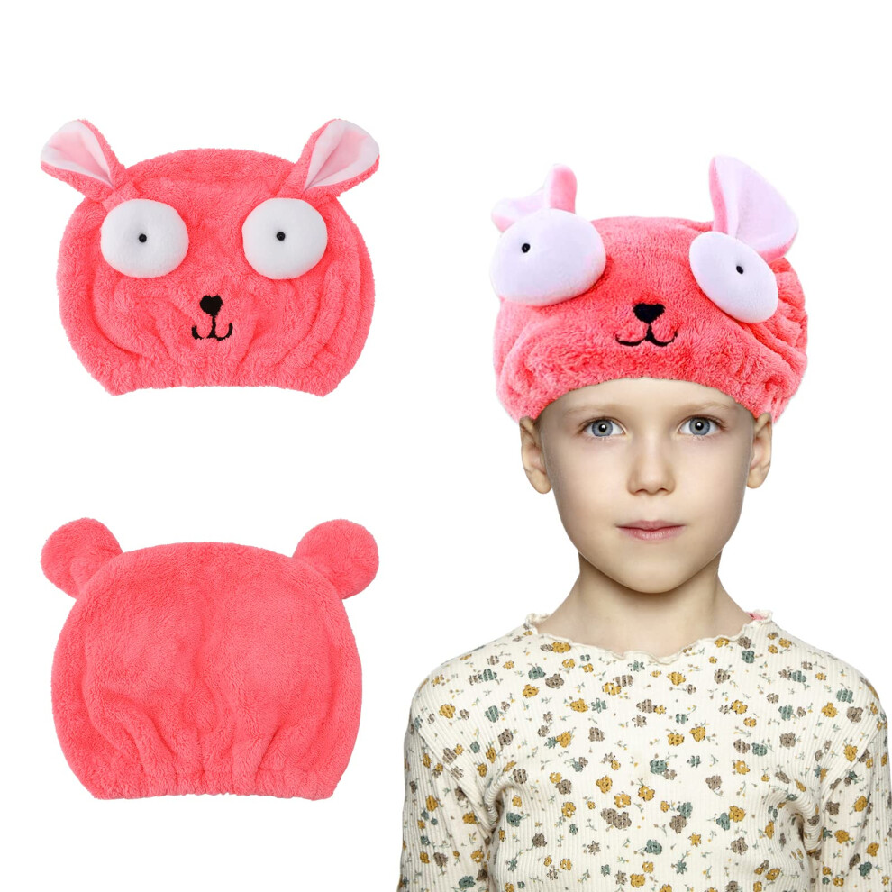 Kids Hair Drying Towel Microfiber Wrap For Children Bath And Swim Super Absorbent Quick Drying Pink