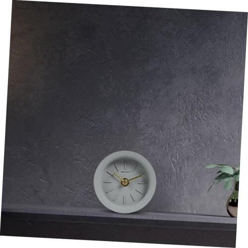 Light Grey Industrial Style Table Clock with Brass Hands, Silent Quartz Desk Clock for Home Decor 1