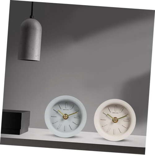 Light Grey Industrial Style Table Clock with Brass Hands, Silent Quartz Desk Clock for Home Decor 2
