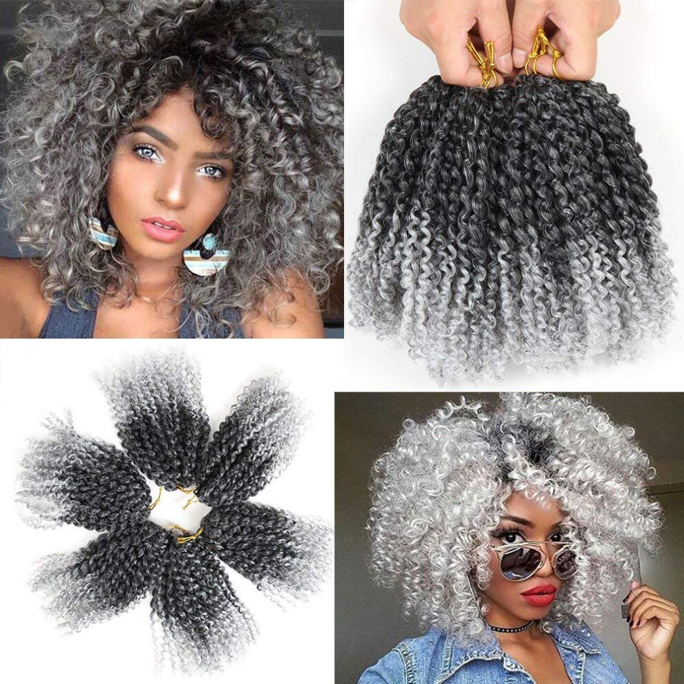 Crochet Braiding Hair 8 Inch Ombre Marlybob Extensions Natural Kinky Curl Tangle Resistant Pack