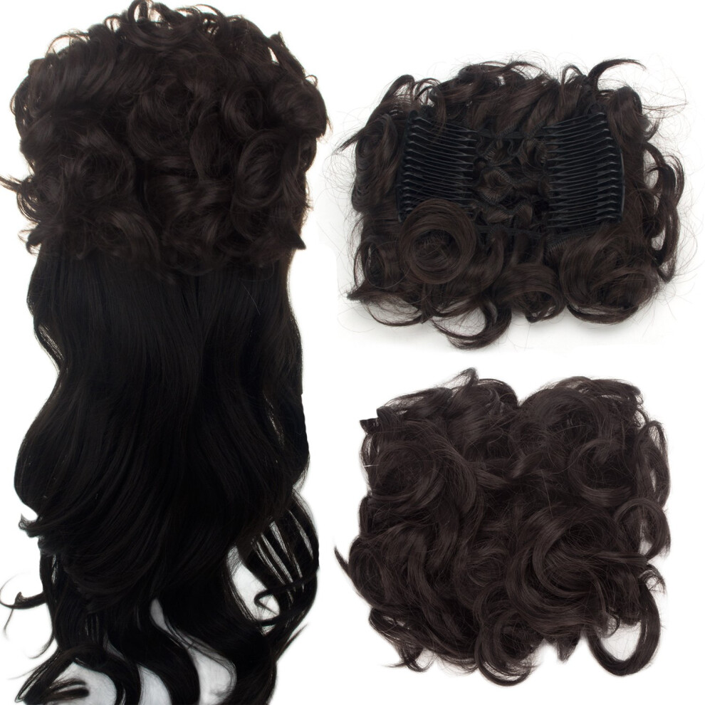 Unisex Curly Hair Bun Extension With Comb Clips For Secure Fit And Natural Look, Easy Styling