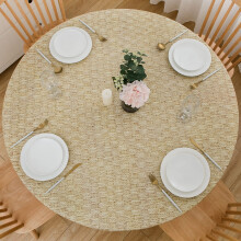 Round Vinyl Fitted Tablecloth With Flannel Backing Elastic Edge Waterproof StainResistant 5765 Round Table