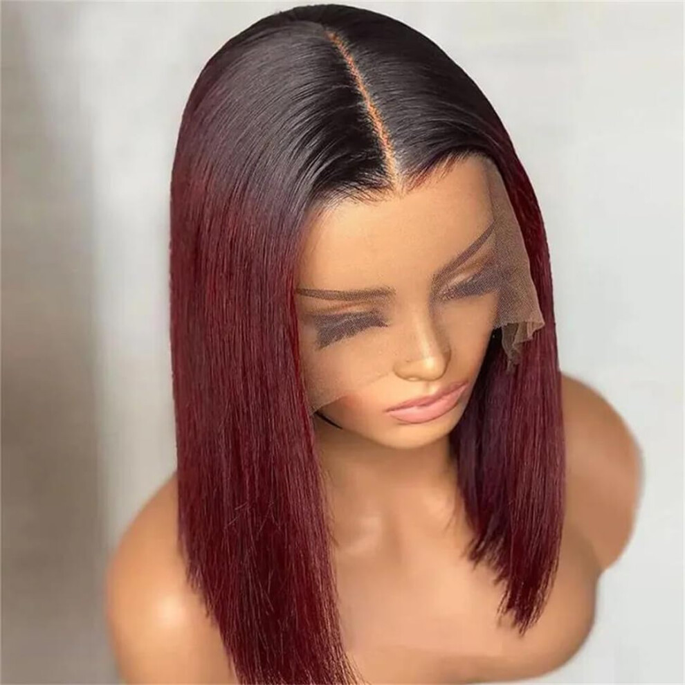 14 Inch Short Straight Bob Lace Front Wig Human Hair Pre Plucked Brazilian Remy Hair 180% Density