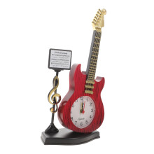 Vintage Guitar Shaped Desktop Clock Retro Decorative Tabletop Timepiece for Home Office and Bar