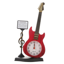 Vintage Guitar Shaped Desk Clock with Stable Base, Musical Tabletop Alarm for Living Room