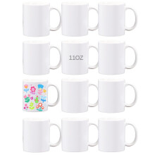 12 Pack 11oz White Sublimation Mugs Bulk with Boxes, Durable Ceramic Coffee Cups for Custom Printing