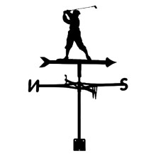 Weather Vane Golf Metal Garden Weathervane Wind Direction Indicator Weatherproof with Mounting Bracket